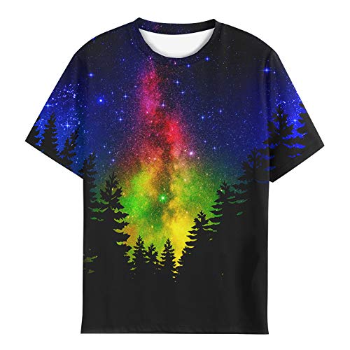 EOWJEED Kid Shirts 3D Graphic Printed T-Shirts for Boys and Girls Tees 6-16 Years - black - 11-13 Years