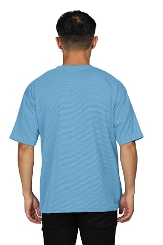 Image of SHODOX Men Oversized T Shirt Solid Dotted Design | Round Neck Loose Fit Drop Shoulder Casual T-Shirt for Men