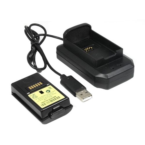 OSTENT Station d'accueil avec Chargeur USB + Batterie Rechargeable pour Microsoft Xbox 360 Wireless Controller Couleur Noir