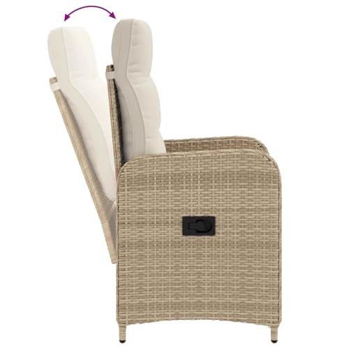 Chaise de jardin réglable résistante aux intempéries avec coussin blanc crème - 7