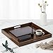 KINGCRAFT 19 x 19 Inches Black Walnut Large Ottoman Tray Solid Wooden Table Square Platter Decorative Serving Tray with Handles for Oversized Ottoman Home Breakfast in Bed Tea Coffee