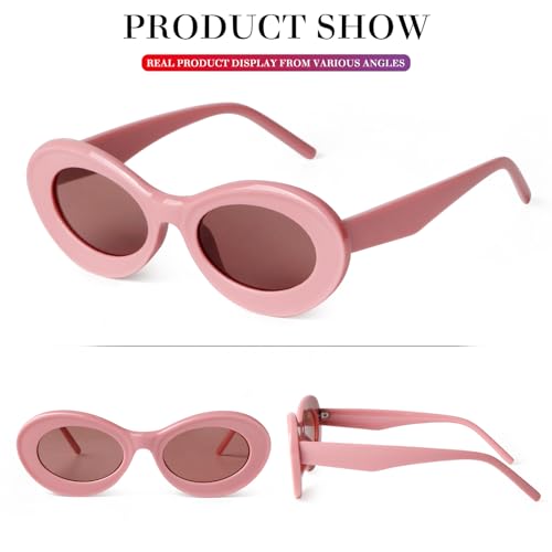 Retro Oval Cat Eye Sunglasses for Women Men 90s Small Vintage Trendy Cute Cateye Thick Frame Sun Glasses UV Shades4