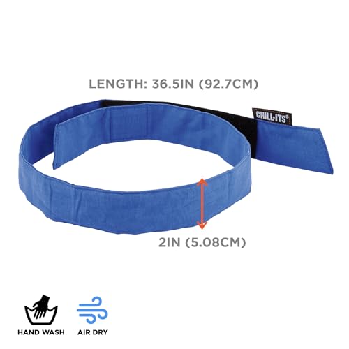 Image of Ergodyne Chill Its 6705 Cooling Bandana, Evaporative Polymer Crystals for Cooling Relief, Quick and Secure Fit , Blue