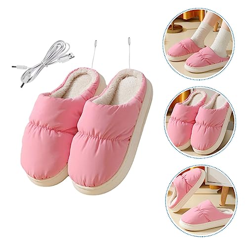 Pantuflas calefaccionadas USB para invierno rosa miniatura 4