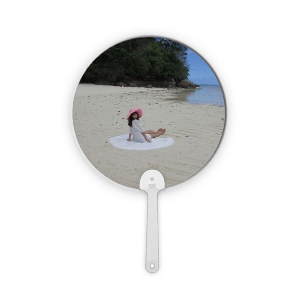 Éventail rond en plastique Beautiful Girl Décoration artisanale de plage