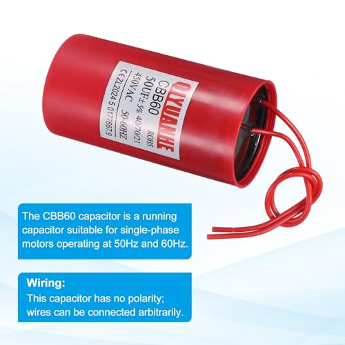 Condensateur CBB60 50 uF 450V, isolation renforcée pour compresseurs - 4