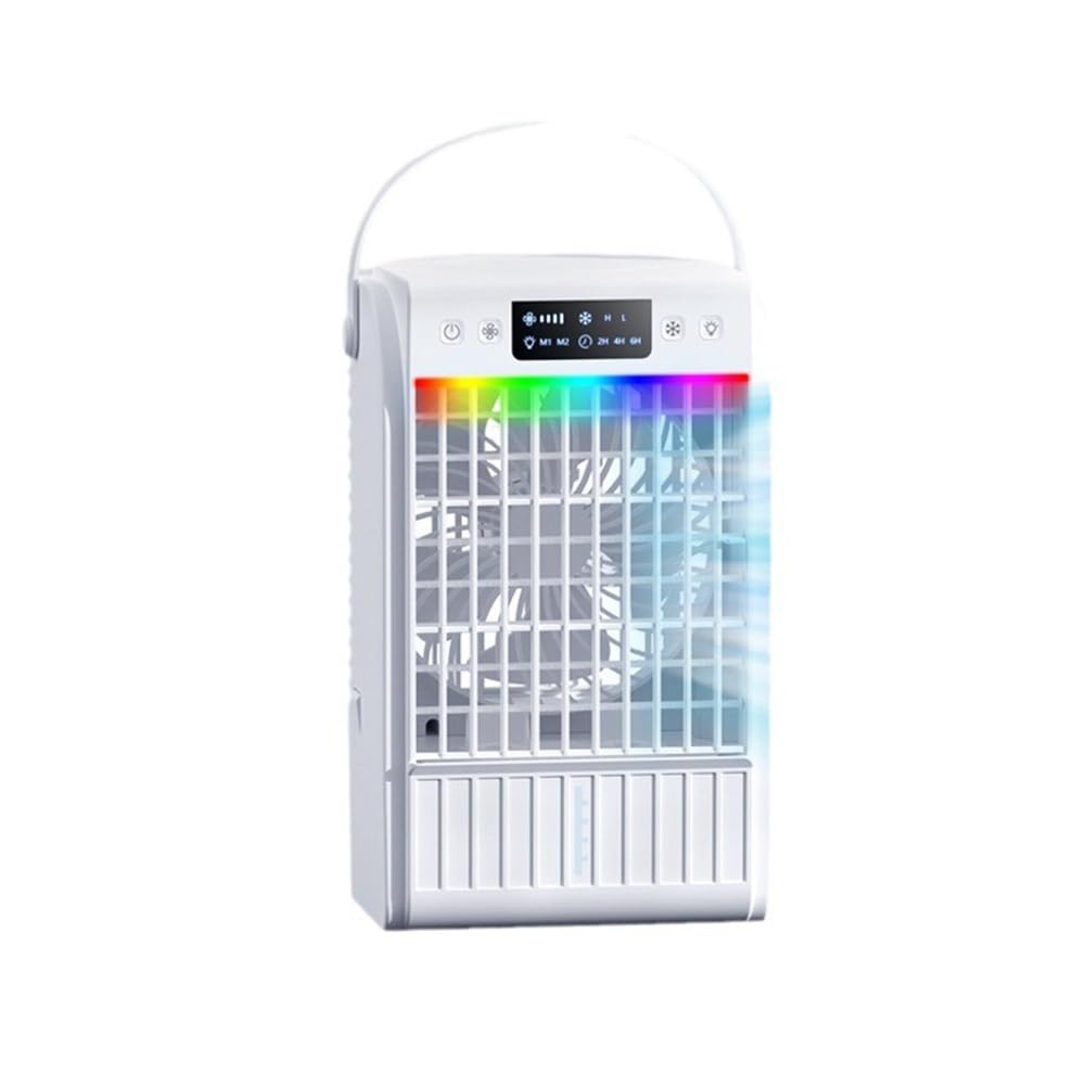 Climatiseur Portable, Ventilateur, Refroidisseur d'air par Évaporation, Humidificateur avec 3 Vitesses, 7 Couleurs pour Chambre de Camping, Installation Facile, Facile à Utiliser