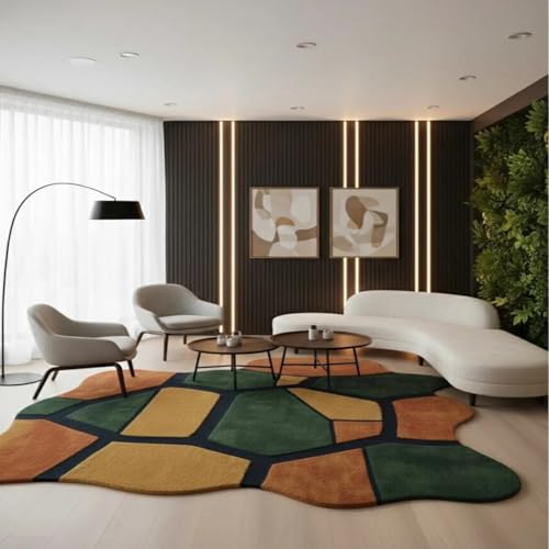 Image of Hand Made Tufted Carpet Premium Wool Abstract Irregular Design Non Slip Area Rug for Living Room Weight- |60 Pound|Size-9x12 Feet (108x144 Inch)