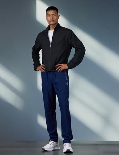 Image of Van Heusen Men's Track Pant | Side Zipper Pockets |Mid-Rise| 4-way stretch | Super light for premium comfort | Cotton Blend | Breathable & Casual | Easy Stain Release| Anti-static fabric | Activewear | Drawstrings | Style 51042