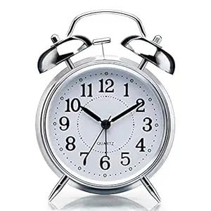 Image of Kaasni's Spices Classic Quartz Alarm Clock with Loud Twin Bell Ring, Durable Metal Frame, Silent Sweep Movement, Easy-to-Read Dial for Bedroom, Office, Study & Travel (Muticolor, Pack of 1)