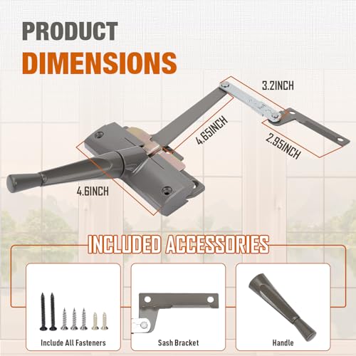 Split Arm Operator (Right Hand) with Handle for Replacing Damaged Window Crank Fit Andersen Perma-Shield Casement Window (1982-1995), Stone Color