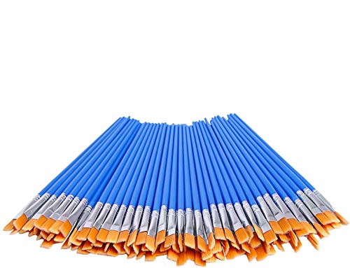 DECYOOL 100 Pcs Flat Paint Brushes,Small Brush Bulk for Detail Painting,Nylon Hair Brushes Acrylic O - //coolthings.us