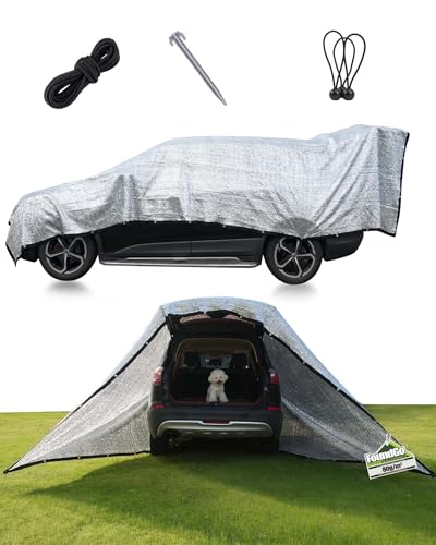 FoundGo 85% Aluminum Shade Cloth 6.5x6 Car/Dog Sun Reflective Aluminet tarp Silver Reflective Sun Shade Net Cover with Grommets Breathable Sun/UV/Heat Blocking for Camping RVs with Accessories