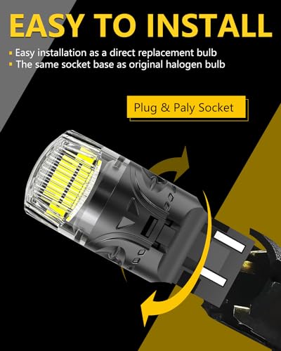 ANTEMOON W21/5W 7443 T20 LED Bulbs Super Bright 2800LM 12V 6000K White 7440 7441 7444 Replacement Bulb Canbus Error Free for Backup Reverse Light, Daytime Running Light, Brake Light, Pack of 2 - Image 8