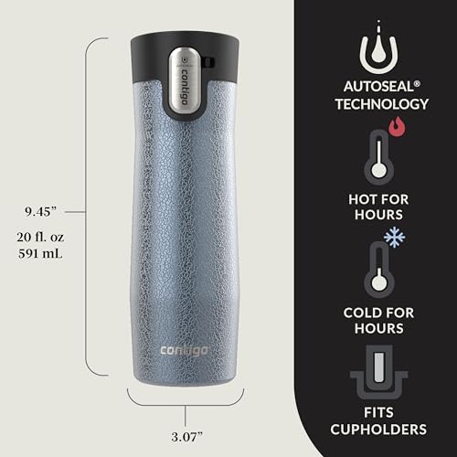 Image of Contigo AUTOSEAL West Loop Vacuum-Insulated Stainless Steel Travel Mug with Easy-Clean Lid, 20 oz, 2 pack, Crystal Lakeside; Crystal Agave