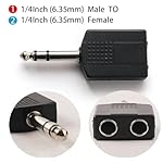SP-Electron-Single-635mm-Stereo-Male-to-Two-635mm-Stereo-Female-14-Inch-Stereo-Interconnect-Audio-AdapterPack-of-2