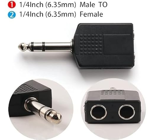 SP-Electron-Single-635mm-Stereo-Male-to-Two-635mm-Stereo-Female-14-Inch-Stereo-Interconnect-Audio-AdapterPack-of-2