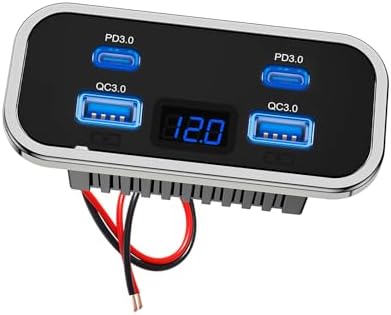 Easy Installation 4 Port USB Car Chargers Double QC3.0 Fast Charging Device for 12V / 24V with Voltmeter for Automotive with Voltmeter - 5