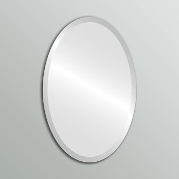 OVALCREST - 18" x 24" Clare Oval Frameless Mirror with Premium Beveled Edge | Frameless Bathroom Mirror | Modern Home Decor, Elegant Design for Bathrooms, Bedrooms & Hallways Easy Installation