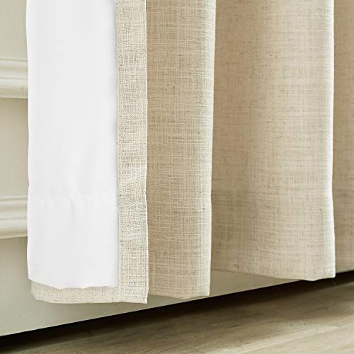 ChadMade 50" W x 96" L Polyester Linen Drapes with Blackout Lining Pinch Pleat Curtain for Sliding Door Patio Door Living Room Bedroom, (1 Panel) Sand Beige