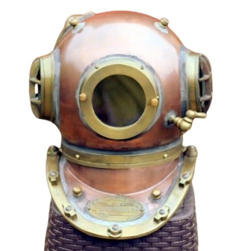 Generic Old Vintage Nautical Antique Copper Finish Us Navy Mark V Scuba Diving Helmet, As shown in image