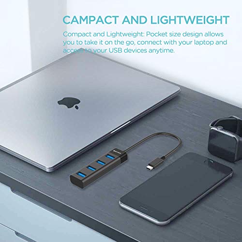 4-Port Usb C Hub, Keymox Compact Size Type C Adapter With 4 Usb 3.0 Ports Usb Type C Hub For Macbook Pro 2019/2018/2017, Google Chromebook Pixelbook, Xps, Samsung S9/S8 And More Usb Type C Devices #TOP4