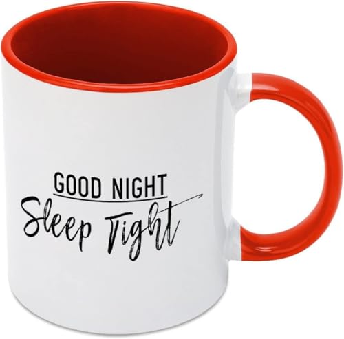KWQDOZF Tazas de café Buenas noches, duerme bien, novedosas, de cerámica con impresión de doble cara, para mamá, papá, amigo, esposa, esposo, regalo de 11 oz