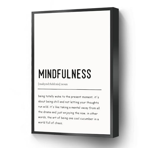Mindfulness Definition Canvas Print Minimalist Modern Poster Inspirational Wall Art