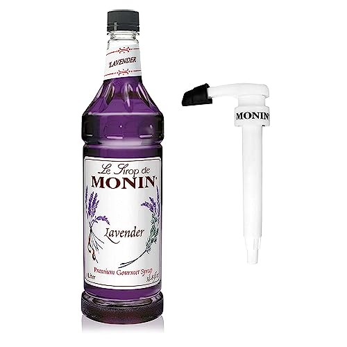 Monin - Lavender Syrup With Pump, Aromatic and Floral, Natural Flavors, Great for Cocktails, Lemonades, and Sodas, Non-GMO, Gluten-Free (1 Liter)