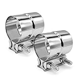 SKYMIRO 3 Inch Exhaust Clamp, Stainless Steel 304 Lap Joint Band Clamp For 3' Od To 3' Id Exhaust Pipe, Muffler, Elbow, Exhaust Tubing Connection, Catalytic Converters (2PCS)