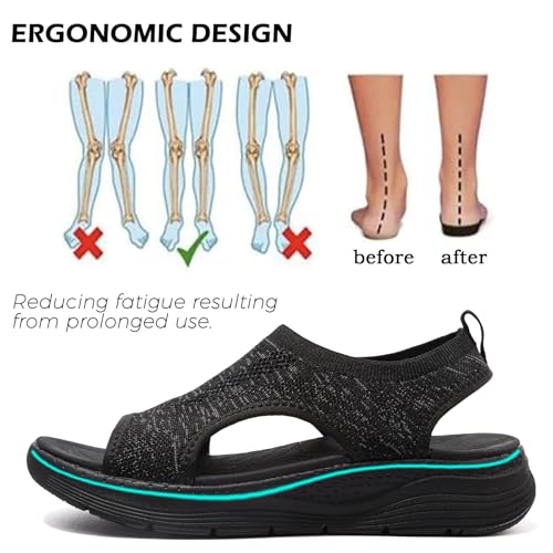 DimaiGlobal Women's Walking Sandals Arch Support Orthotic Comfort Slip-On Sport Sandals Open-Toe Platform Sandals for Plantar Fasciitis Summer Beach Casual by DimaiGlobal - Used condition - Image 4