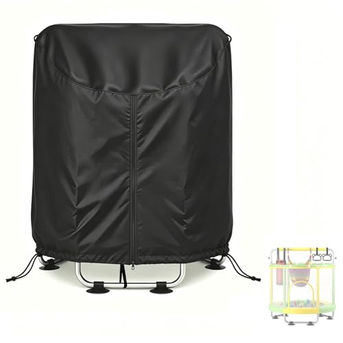WORUO 55 Inch Round Kids Trampoline Cover, 600D Heavy Duty Oxford Cloth UV Resistant Waterproof Windproof Snowproof All Weather Outdoor Trampoline Protective Cover, Black