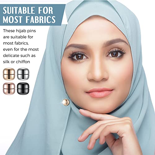 Hijab Magnetic Pins Strongest Commercial Strength Hijab Pins For Women Clothing Magnets For Muslim Scarf Multi-Use Round Clip (Silver, Gold, Rose Gold, Black,4 Pieces) #TOP2