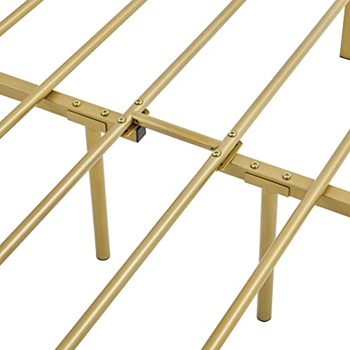 Topeakmart Full Metal Bed Frame With Vintage Headboard And Footboard, 13 Inch Heavy-Duty Metal Bed Frame With Storage,Sturdy Metal Slats, No Box Spring Needed, Antique Gold #TOP6