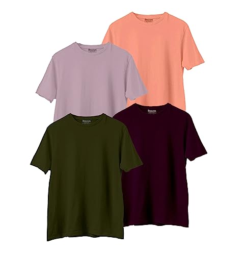 Image of Sleepynuts Round Neck Plain Cotton T-Shirt for Men Pack of 4