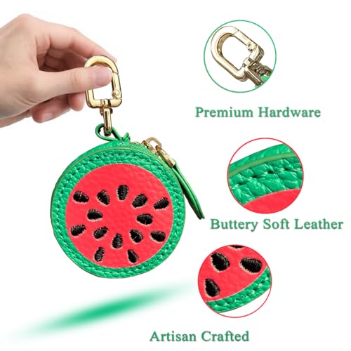 Image of 2.36 x 2.36 Inch Watermelon Fruit Bag Charm Cute Mini Coin Purse Keychain,Mini Leather Coin Pouch Change Purse for Backpack Decoration,Coin Watermelon Wallet Gifts for Girl Women