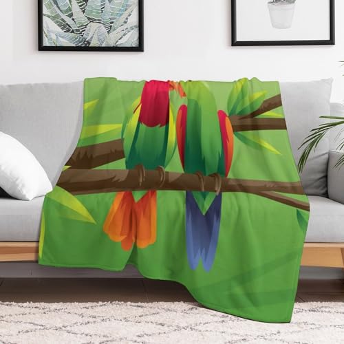 Plaid perroquet en flanelle pour canapé couverture cocooning
