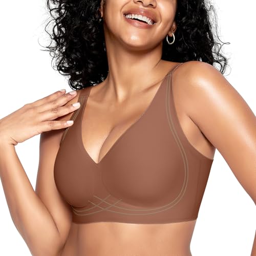 Reggiseno Senza Ferretto Donna Profondo Collo a V Reggiseni Push Up a Sostegno Morbido Reggiseno Senza Cuciture Comodo Soft Bralette con Imbottitura Removibile