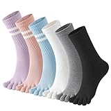 Eniyou 6 Paia Calzini Con Dita Separate Donna Cotone Calze Con Dita Separate Donna Di Media Lunghezza Sportive Calde Traspirante Durevole Per Trekking,Running,Yoga,Pilates Per Donna Uomo