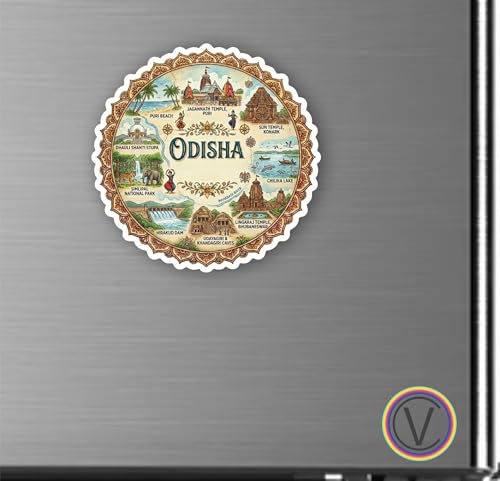 Image of Odisha Textured Finish Acrylic Fridge Magnet - UV Texture Printed, Stylish Multicolor Magnet for Fridge, Wardrobe & Metal Surfaces, Pack of 1 (Odisha)