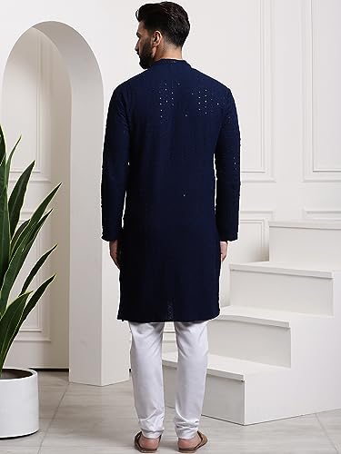 Image of SOJANYA Timeless Traditions (Since 1958) Men's Pure Cotton Sequin Embroidered Kurta Pyjama Set