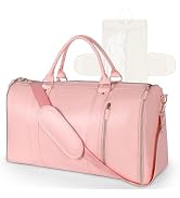 Geestock Garment Bags for Travel, PU Leather Carry On Garment Duffle Bag for Women with Shoe Pouc...
