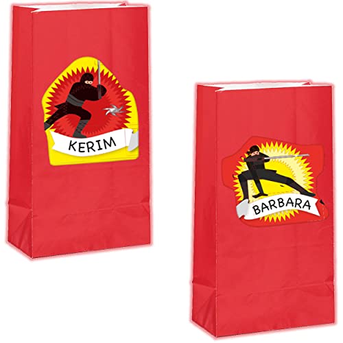 Carpeta 12 Partytüten + 12 Namensschilder für Mitgebsel zum Kindergeburtstag und Mottoparty | Geschenktüten Mitgebseltüten Tüten Kinder Geburtstag, Edition: Ninja