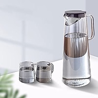 Carafe Verre Carafe En Verre 2 Litres Avec Bec Verseur – Pichet Pour Boissons Maison, Thé, Jus, Vin