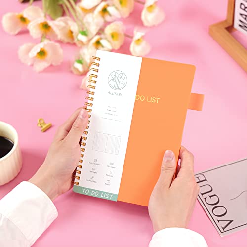 To Do List Notebook, Daily To Do List Planner, Alltree To Do List Notepad Spiral Planner, Daily Task Tracker With Wide Lined Notebooks, Work Planner With Pocket, Pen Loop, 160 Pages, Orange(5.5"X8.5") #TOP3