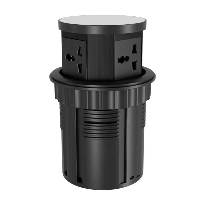 Audiovan Vertical Pop Up socket Pneumatic Electrical Countertop, 3* Power+ USB type A+C charge+ 18 watt Fast Wireless phone charge Kitchen Counter Conference Desk (AVT-VMP24) (BLACK)