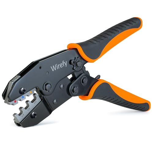 Wirefy Wire Crimping Tool for Heat Shrink 22-10 AWG | Ratcheting Wire Crimper Tool | Terminal Crimp Connectors Pliers | Connectors Crimp for Electrical Robust Terminal Connections