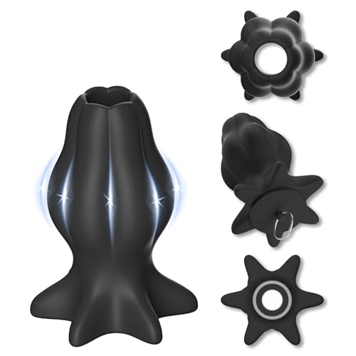 AMAZBEE Butt Plug cavo con tappo abbinato Dialatore anale in silicone nero per donne Speculum Plug tunnel dell'ano per Peeping anale SM Giocattoli del sesso per adulti (M)