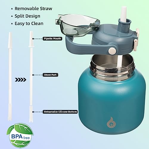 Image of BJPKPK 27oz Insulated Water Bottle with Straw Lid, Cute Stainless Bottle | One-Hand Straw Lid, BPA-Free Leakproof Large Water Bottle with Handle, Keeps Cold & Hot, Vacuum Insulation for Gym & Outdoor