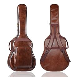 RANRAO Sac de transport pour guitare acoustique classique en cuir synthétique rembourré 101,6 cm - Les Beatles, Paul McCartney, John Lennon, RIngo Starr, George Harrison